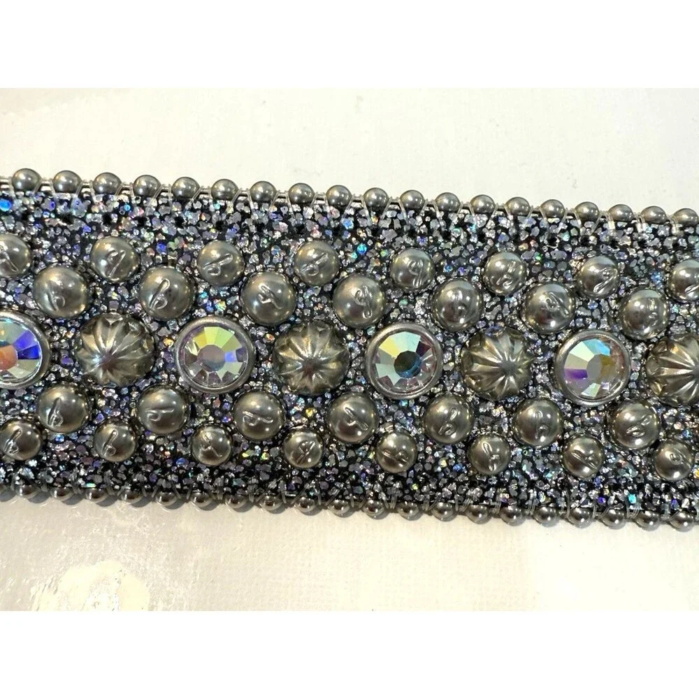 BB Simon Swarovski Crystal Rhinestone Belt Sz 30 Iridescent Heavily Embellished